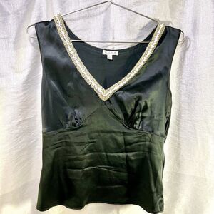 WALTER Y2K Silk Evening Party Blouse With Beaded Neckline  Size 4 *GORGEOUS*